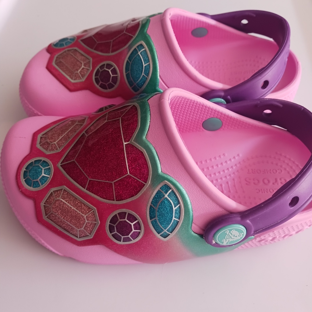CROCS girl's light up girl/multicolor sling back clogs Size Children's 12
